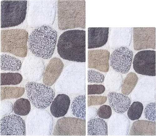Miniatura 11 de Ramanta Home Juego de 2 alfombras de baño de algodón 100% puro de 21 x 32 / 17 x 24 pulgadas / 21 x 32 / 17 x 24 pulgadas / 21.0 x 2.4 in., suaves