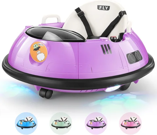 Miniatura 8 de Hikole Coche de Choque Eléctrico para Niños, Carro de Juguete de Choque para Bebés con Control Remoto, Luces LED Intermitentes, Giro de 360 Grados