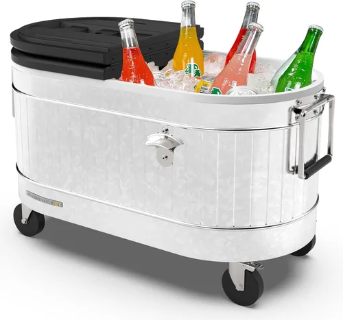 Miniatura 18 de Permasteel Enfriador de patio rodante: gran hielera para exteriores con ruedas, enfriador de bebidas para patio trasero, barbacoa, portón trasero