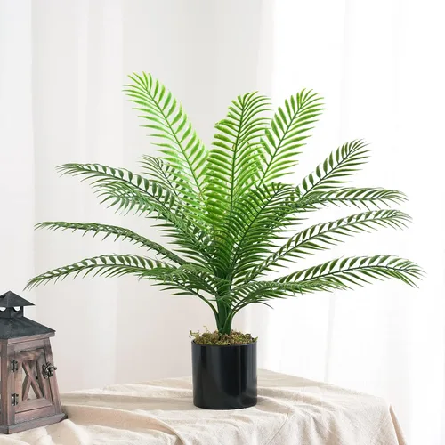 Miniatura 8 de CATTREE Planta artificial de palmera, plantas tropicales falsas con hojas de plástico de vegetación sintética, arbustos de helecho boston bushe
