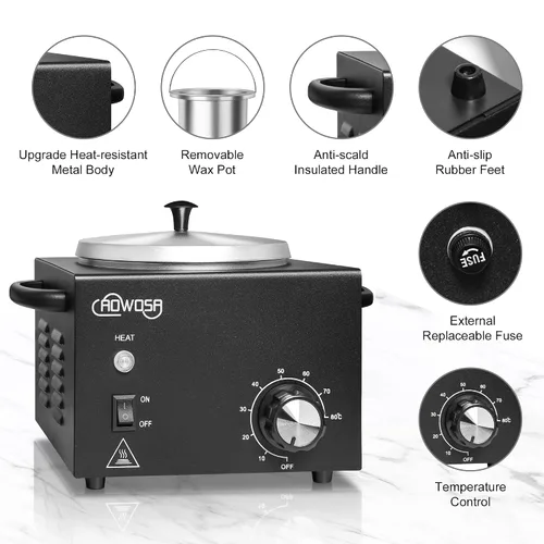 Miniatura 8 de Kit Profesional de Cera para Depilación con Calentador de Cera de Un Solo Recipiente para Depilación, Gran Bote de Cera con Recipiente Fácil de Olla