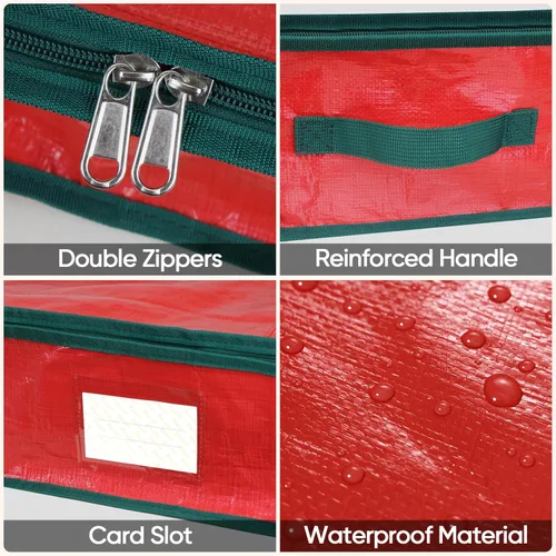 Miniatura 3 de BALEINE Bolsa de almacenamiento de papel de regalo de Navidad, bolsa de almacenamiento de polietileno duradera de 40 pulgadas con particiones Rojo