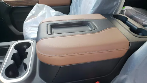 Miniatura 8 de Car Console Covers Plus Diseñado para todos los modelos de asiento de cubo GMC Sierra 2014-2023, funda de neopreno para consola central, hecha a Gris