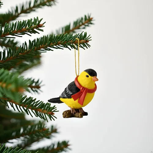 Miniatura 2 de Goldfinch - Figura colgante para árbol de Navidad, regalo para amantes de los pájaros, decoración de árbol de Navidad, adorno festivo de vida