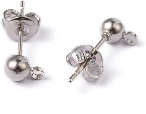 Miniatura 7 de Craftdady 40 aretes redondos de acero inoxidable de 0.669 x 0.354 in con lazo de 0.039 in para hacer joyas de aretes