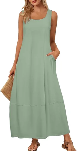 Miniatura 44 de Vestidos de iglesia para mujer 2025, casual, holgado, sin mangas, largo, fluido, vestido de verano con bolsillos