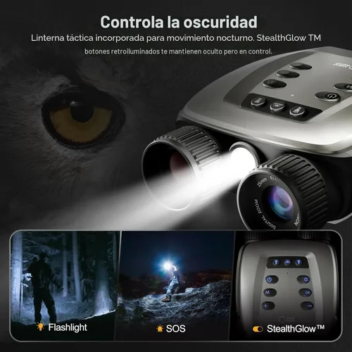 Miniatura 4 de VisioGear Night Thunder X3 - Gafas de visión nocturna - Prismáticos de visión nocturna de 4K con modo de color AI para adultos con foto de 40MP