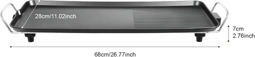 Miniatura 2 de Parrilla eléctrica grande de 26 pulgadas, 1500 W, Teppanyaki, con superficies antiadherentes y 5 ajustes de temperatura ajustables