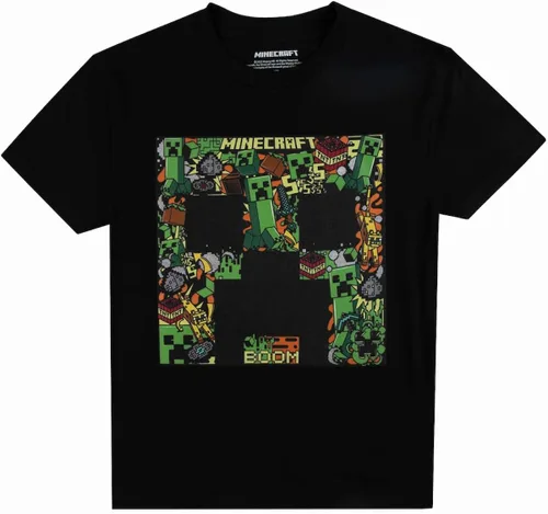 Miniatura 5 de Minecraft Creepers and Personacter Heads - Camisetas de manga corta con cuello redondo y manga corta, paquete de 4 camisetas para niño