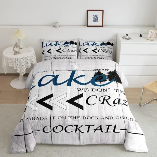 Miniatura 11 de Lake House - Juego de edredón tamaño individual, juego de ropa de cama rústica de granja vieja de 2 piezas para niños, adolescentes y adultos