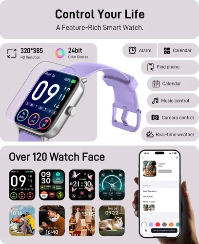 Miniatura 8 de Relojes inteligentes para mujeres/hombres, 1.85 pulgadas HD Alexa incorporado Smart Wacth para teléfonos Android/iPhones con SpO2 y monitor