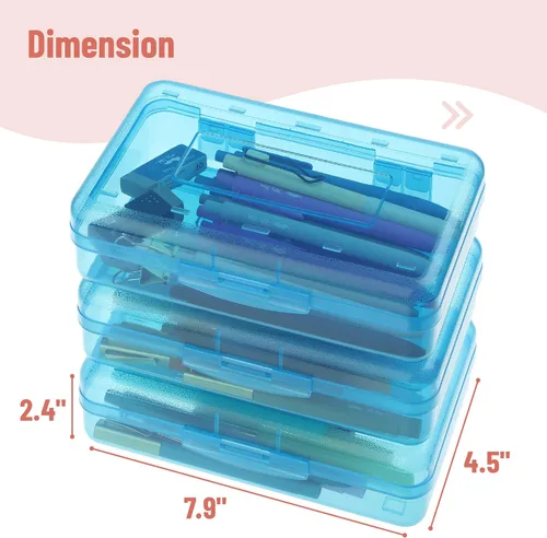 Miniatura 3 de Mr. Pen - Cajas de lápices transparentes, paquete de 6, 7.9 x 4.5 x 2.4 pulgadas, azul transparente, tapa hermética, organizador de cajas de lápices