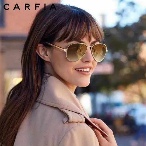Miniatura 2 de CARFIA Gafas de sol polarizadas para mujer, protección UV, brazos de acetato, marco de metal, sombras para mujer, CA3216