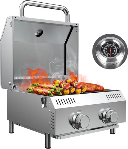Miniatura 9 de Llamaviva - Parrilla de gas propano de 5 quemadores con quemador lateral, parrilla de barbacoa de acero inoxidable con rejillas de hierro fundido