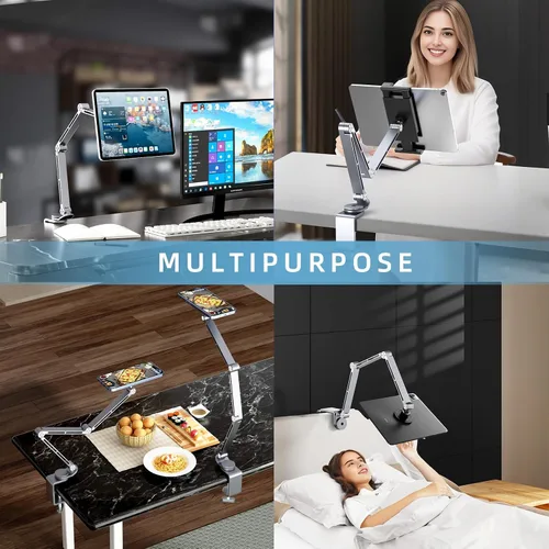 Miniatura 7 de Soporte para tablet para escritorio, soporte de escritorio para iPad, soporte magnético para tableta para escritorio, soporte de brazo plegable
