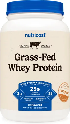 Miniatura 11 de Nutricost Concentrado de proteína de suero alimentado con pasto (sin sabor) 5 libras, sin desnaturalizar, sin OMG, sin gluten, sabores naturales