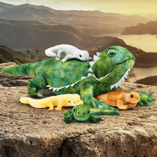 Miniatura 5 de Tezituor Juego de 5 lagartos de peluche realistas con bebés, 26.4 pulgadas, gran peluche de dragón barbudo, juguete de juguete para niños