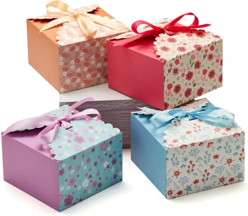 Cajas de regalo pequeñas florales con tapas y cintas (paquete de 20) cajas decorativas vacías de 5.8 x 3.7 pulgadas para regalo, productos Estándar