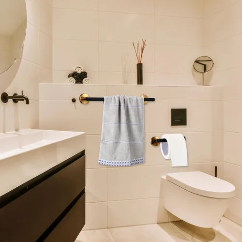 Miniatura 4 de Juego de 10 piezas de accesorios de baño mate SUS304 Juego de colgadores de baño de 16 pulgadas, soporte para toallas de mano, soporte para papel
