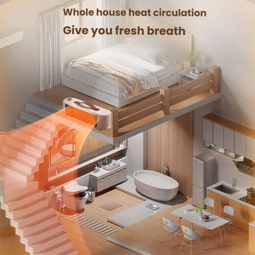 Miniatura 3 de Calentador portátil de calentamiento rápido de 800W, calentador de espacio multifuncional con protección contra sobrecalentamiento ajustable de 2