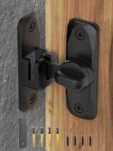 Miniatura 11 de Cerradura de Puerta de Granero Abatible de 90/180 Grados, Protege la Privacidad - Pestillo de Puerta Corredera de Seguridad, Herrajes de Pestillos