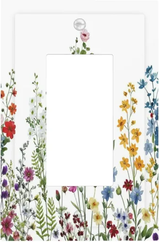 Miniatura 9 de Cubierta de placa de pared con palmera verde de planta tropical, cubierta de interruptor de luz de 1 cuadrilla, hojas de plátano, flores rosas