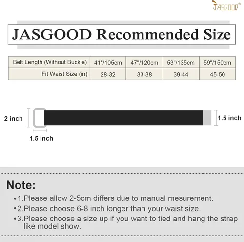 Miniatura 5 de JASGOOD Cinturones de tela de lona para hombre, cinturones casuales de tela con hebilla de doble anillo negro, paquete de 2