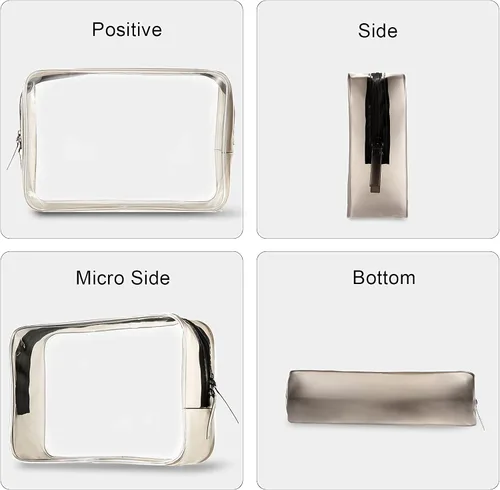 Miniatura 3 de 4 bolsas de maquillaje transparentes con cremallera, bolsa de cosméticos de maquillaje para mujeres y hombres, bolsa de maquillaje para viajes