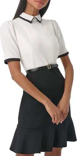 Miniatura 3 de Karl Lagerfeld Womens Belted Color Bloack Collared Dress