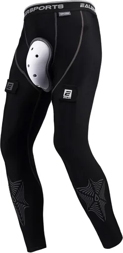 EALER Pantalones de hockey de compresión resistentes a los cortes, con protección central Bio-Flex Cup - Hockey Jock para hombres y niños
