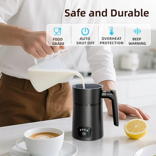 Miniatura 5 de Espumador de Leche, Vaporizador Eléctrico 4 en 1, Fabricante de Espuma Caliente y Fría, Espumado Rápido en 1 Minuto, Calentador de Leche de 11.8