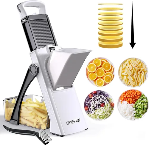 Cortadora de mandolina segura para cocina, picadora de verduras 6 en 1, cortador de papas fritas para papas, cortador de papas, picador de Negro