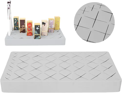 Miniatura 5 de Organizador minimalista de lápiz labial, caja de almacenamiento de maquillaje de silicona, 36 rejillas, gris, belleza/maquillaje