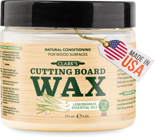 Miniatura 13 de CLARK'S Cera para tabla de cortar, mantequilla de madera 2 en 1 y aceite mineral de grado alimenticio con cera de abejas, acondicionador de bloque