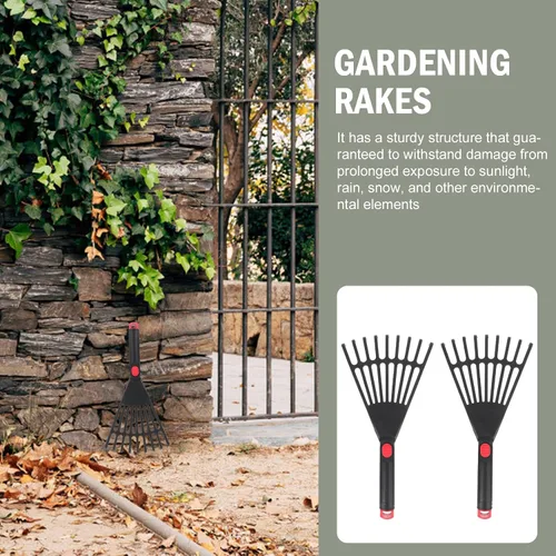 Miniatura 7 de HANABASS Rastrillo pequeño para jardinería con agujero para colgar, herramienta de jardín, rastrillo de jardín para hojas en jardines y patios