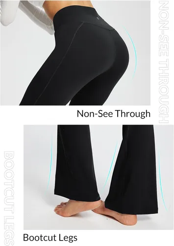 Miniatura 3 de BALEAF Leggings acampanados para mujer, pantalones de yoga cruzados a la moda, cintura alta, casuales, con bolsillos