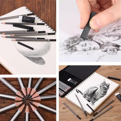 Miniatura 6 de Mr. Pen - Juego de lápices de dibujo para dibujo, 19 piezas, lápices de grafito (10B-6H), palitos de grafito, borradores, sacapuntas de metal