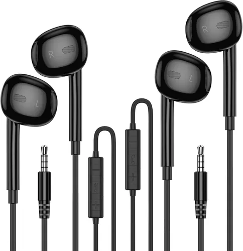 Miniatura 9 de MOSWAG - Audífonos con cable y con micrófono, auriculares intrauditivos de 3,5 mm con micrófono adecuados para teléfonos inteligentes, computadoras