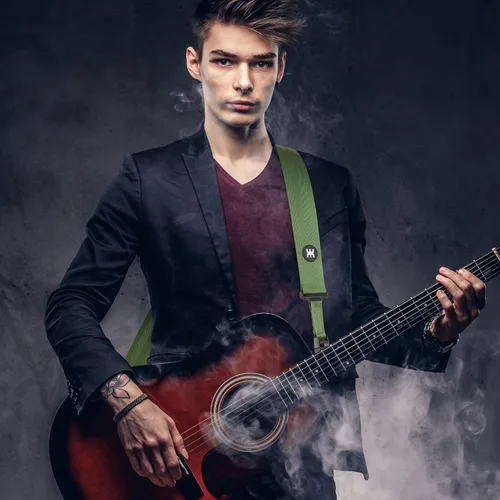 Miniatura 2 de Amumu Correa de nailon SNAPLOCK para guitarra con hebilla de clip para acústico, eléctrico, bajo con bloques de correa y corbata de cabeza, Verde