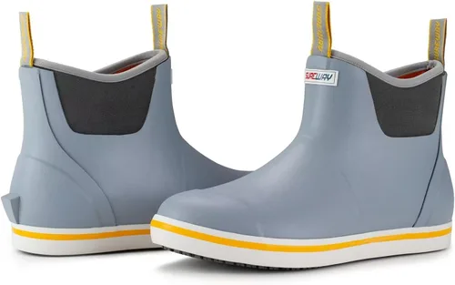 Miniatura 5 de SUREWAY Botas de cubierta profesionales antideslizantes para pesca y tobillo para hombre, botas de lluvia impermeables