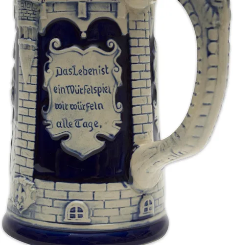 Miniatura 8 de Taza de cerveza azul cobalto de 0.6 litros, taza de cerveza grabada con castillo festivo, regalo de cerveza ideal para hombres, taza de jarra