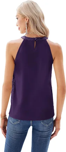 Miniatura 4 de GRACE KARIN Camiseta sin mangas con cuello halter de lentejuelas para mujer, camisola elegante y brillante, para fiesta, club, cóctel, chaleco
