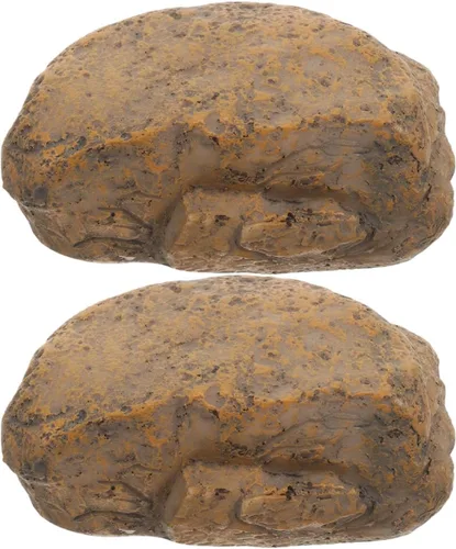 2pcs Outdoor Fake Rock Key Hider Box Waterproof Stone Shaped Key Holder for Garden Yard Safe Storage Device