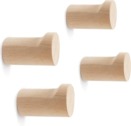 Miniatura 18 de bsdonte Ganchos de Pared de Madera, Paquete de 4 Ganchos Decorativos Blancos Montados en la Pared, Ganchos Modernos para Sombreros de Servicio