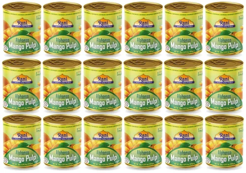 Miniatura 20 de Puré de pulpa de mango Rani (hace batidos de mango Lassi) Alphonso endulzado 30 onzas (1.875 libras) 29.98 oz ~ Kosher Todo natural Sin OMG