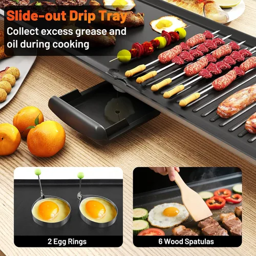 Miniatura 4 de ARLIME Parrilla eléctrica extra grande de 39.5 pulgadas, parrilla antiadherente para encimera con temperatura ajustable, termostatos y bandeja