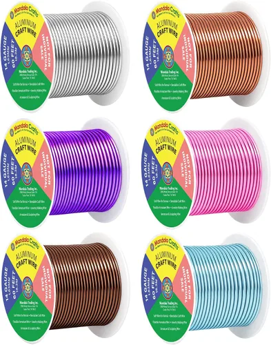 Miniatura 209 de Mandala Crafts - Alambre de aluminio anodizado de 8 calibre para hacer joyas - 9.75 m de alambre flexible negro colorido - Flexible para bonsái