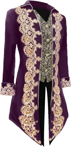 Miniatura 3 de VOREING Chaqueta de pirata steampunk para hombre, estilo gótico, príncipe victoriano