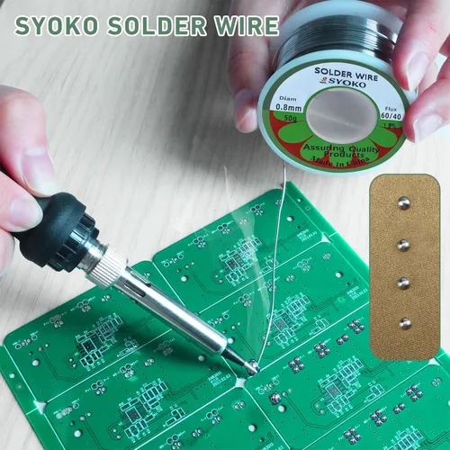 Miniatura 6 de SYOKO Alambre de soldadura de núcleo de colofonia de plomo de estaño 60/40 0.031 in 1.76 oz para soldadura eléctrica, alambre de soldadura