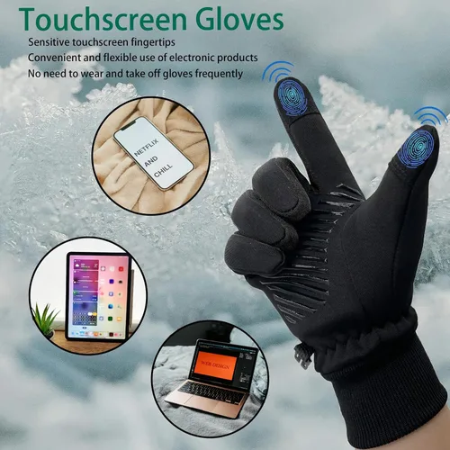 Miniatura 2 de Guantes de ciclismo de invierno para niños y niñas, guantes de ciclismo para pantalla táctil, impermeables, térmicos, guantes deportivos para niños